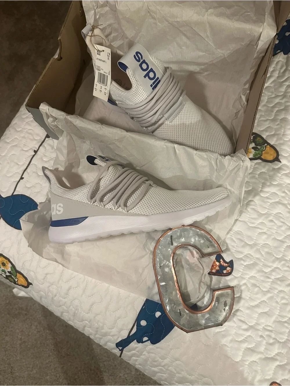 adidas White and Navy Athletic Sneakers